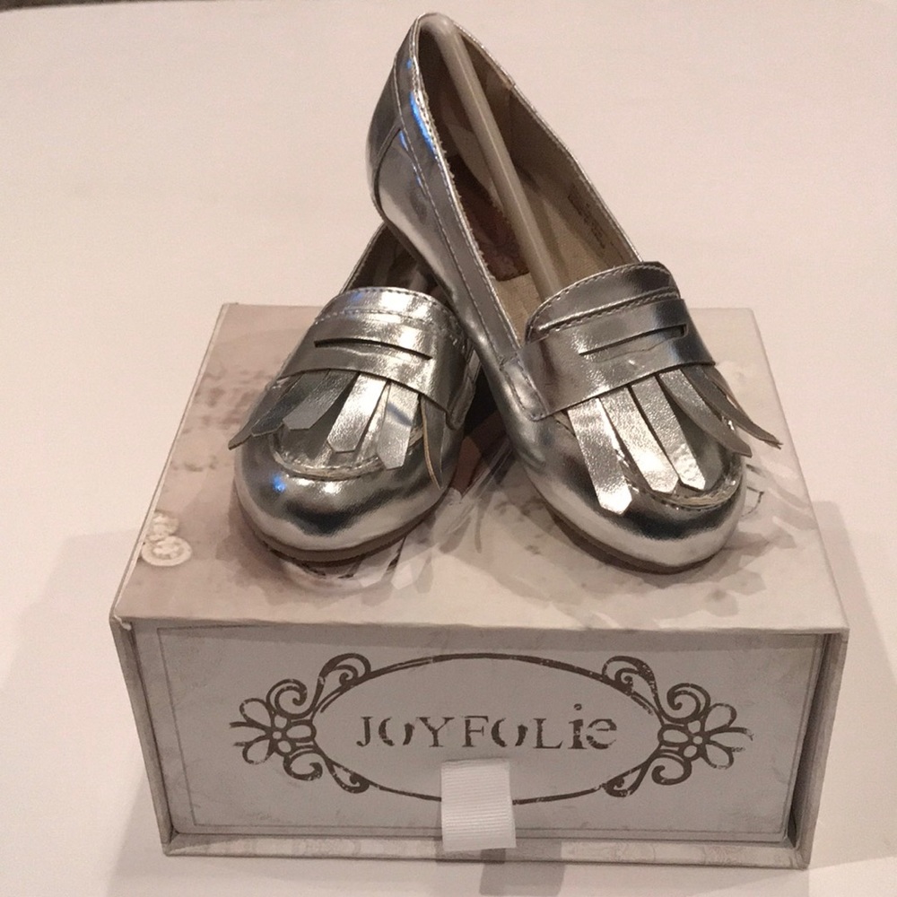Girls silver loafers
